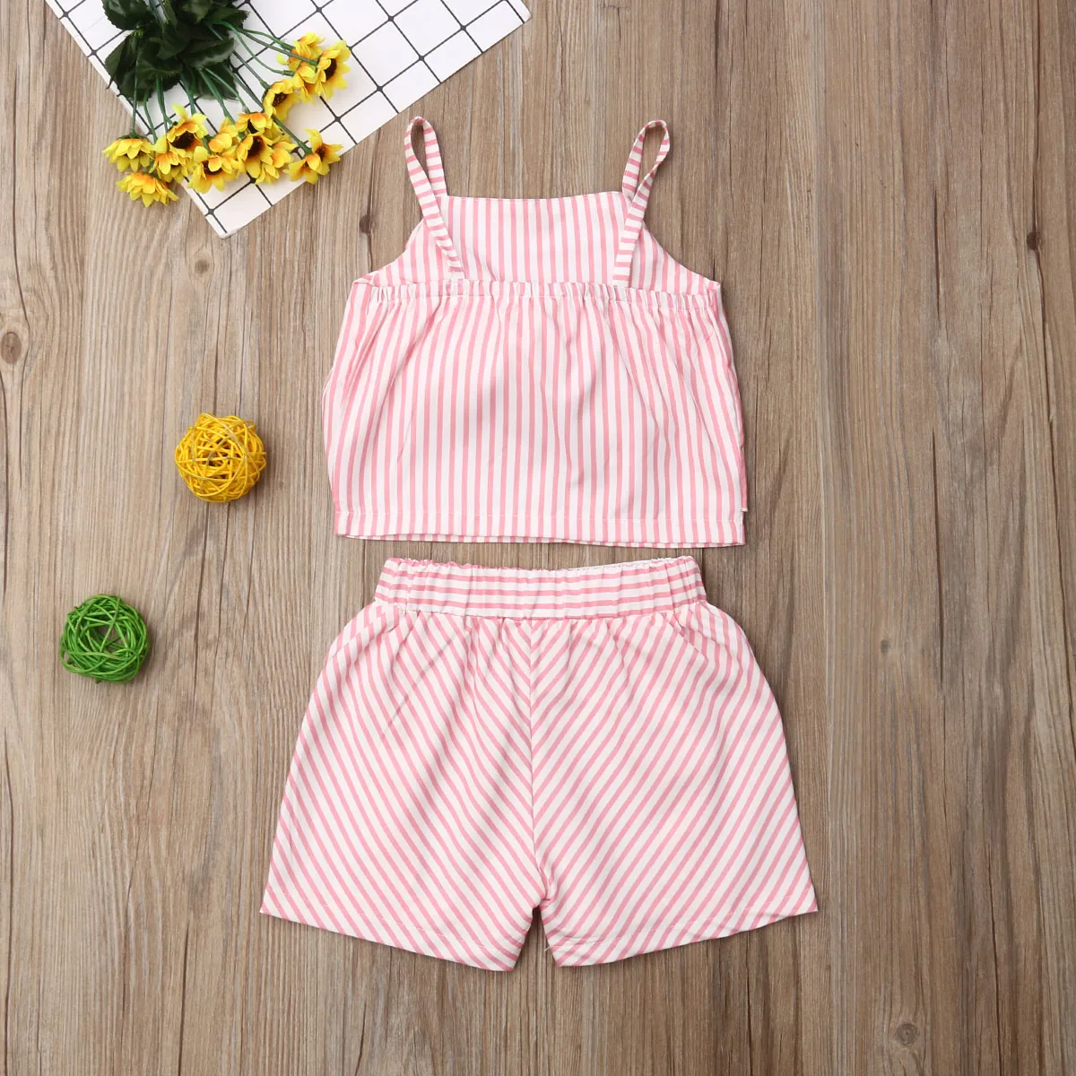 Комплект из 2 предметов Летний жилет в полоску для маленьких девочек топ футболка