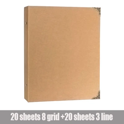 blank 8 grid 3 line 640 шт крафт-бумажная Обложка для билетов, купюр, карт, Полароид, для хранения фотографий, памятная монета, печать, банкноты, коллекция денег, альбом - Цвет: blank 8 grid 3 line