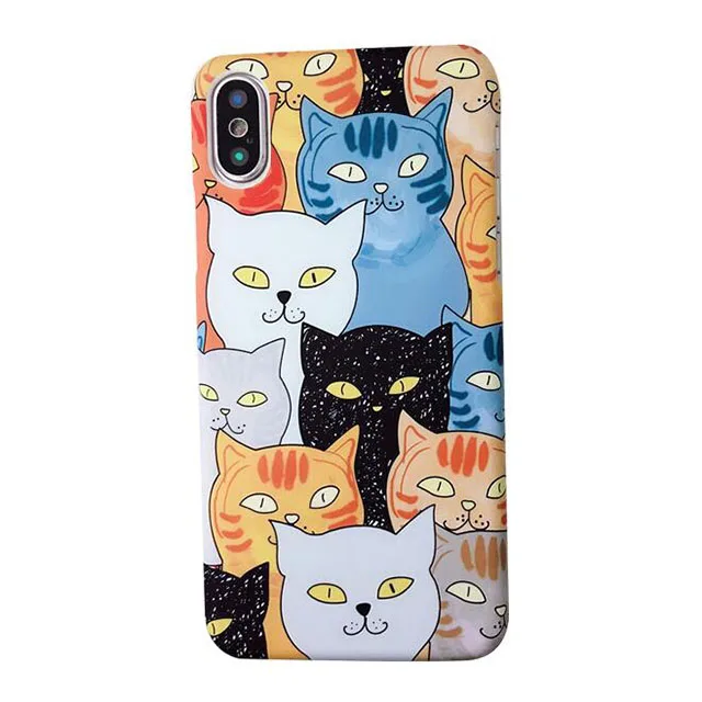 Цветной чехол для телефона с рисунком кота из мультфильма для iphone XS Max, чехол для iphone X, XR, 8, 7, 6 S Plus, роскошные Жесткие ПК-Чехлы, милый чехол - Цвет: Style 1