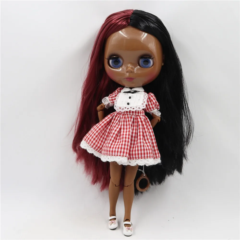 Кукла Blyth ICY DBS суперчерная темная кожа глянцевое лицо суставы тела темные черные