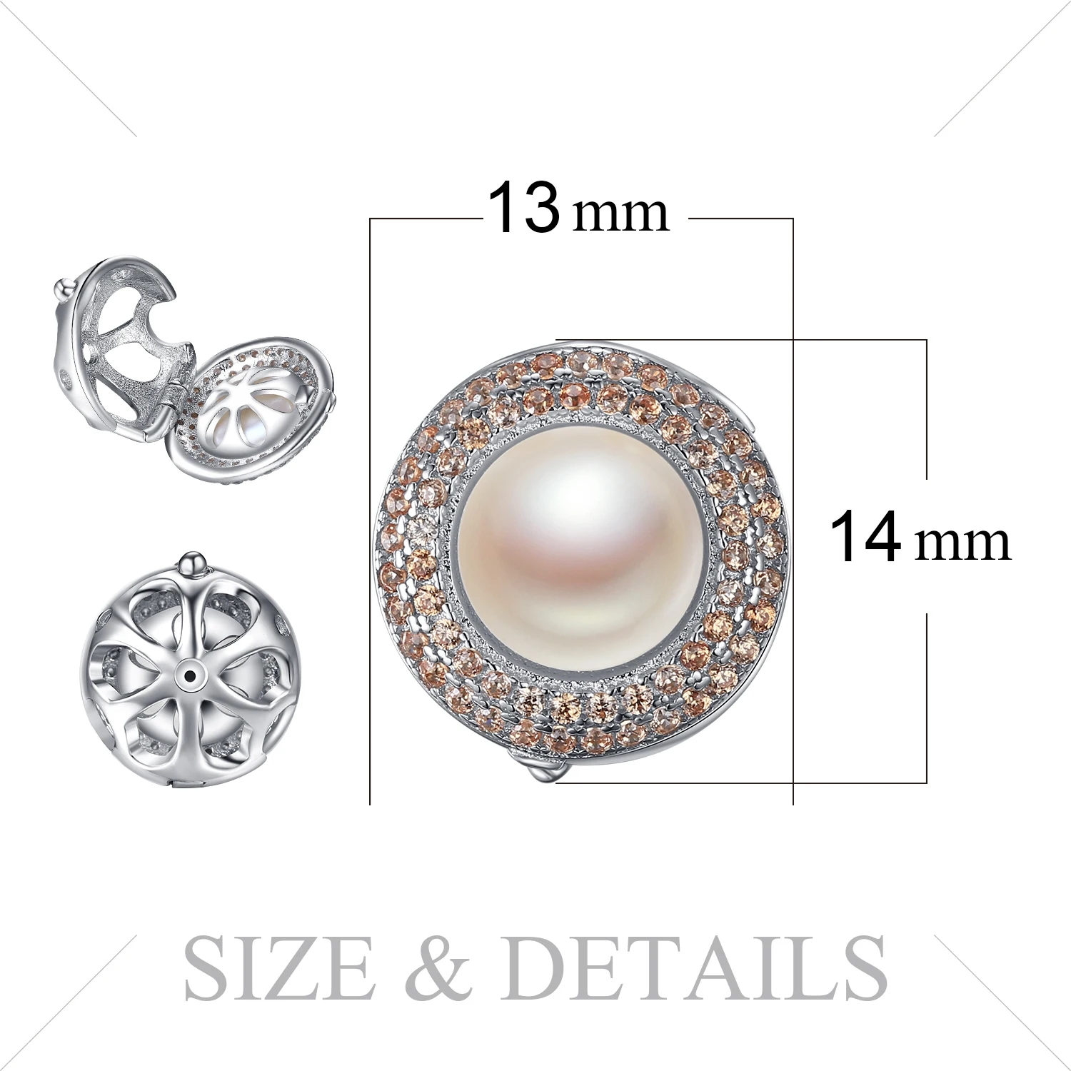 JewelryPalace полые цветок круглой огранки Halo жемчуг серо-коричневый кубического