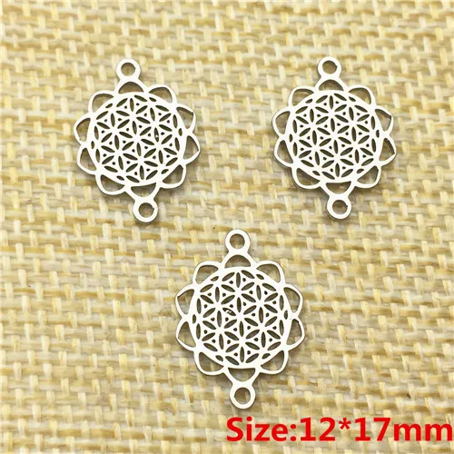 j-Flower Filigree Разъемы из нержавеющей стали 10 шт./лот Персиковое сердце бесконечная Семья Любовь крест с ангелами серьги ожерелье Diy ювелирных изделий - Цвет: j-Flower Filigree