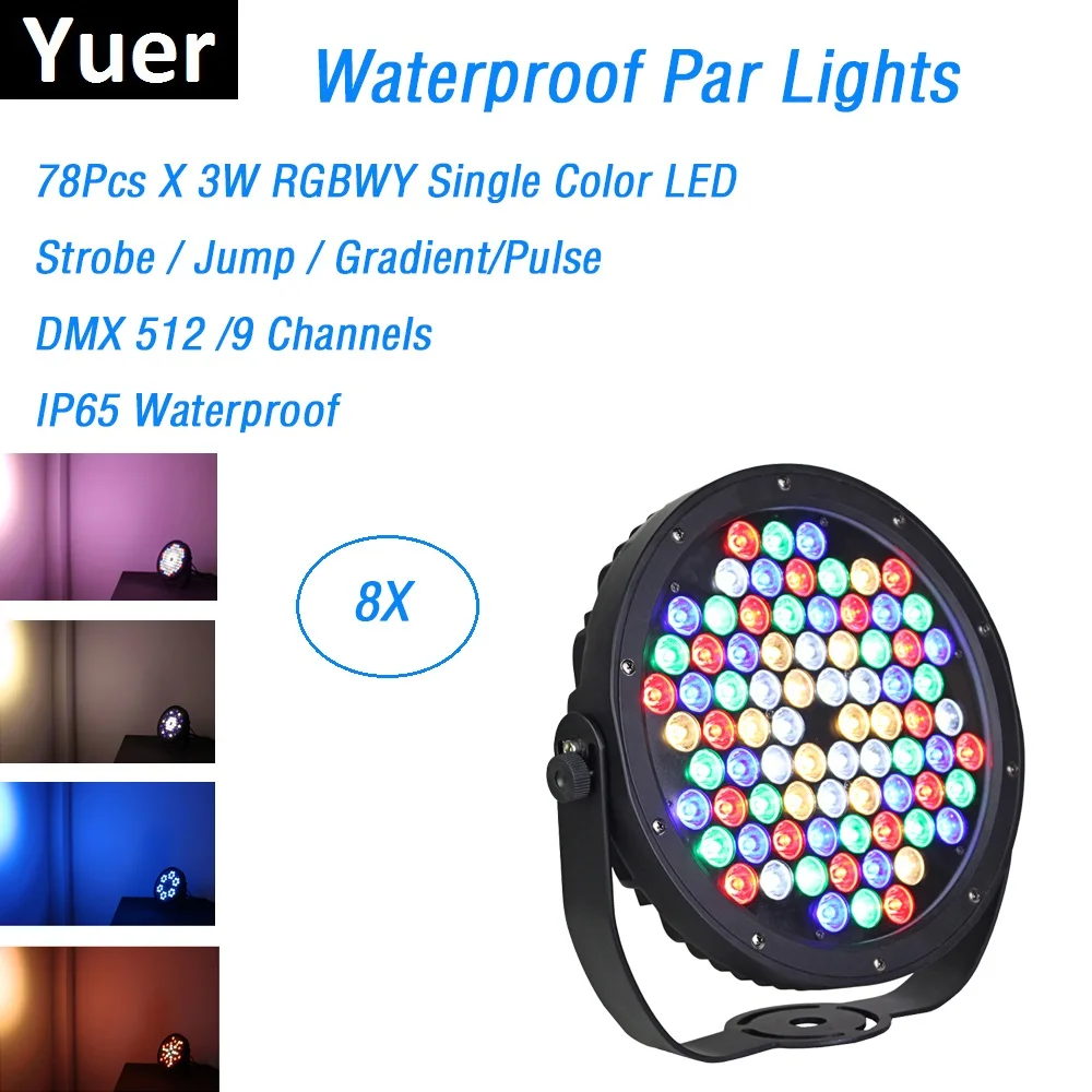 8 шт./лот Заводские продажи наружные светильники Par 78X3W RGBWY 5 цветов luce della lavata di Lusso