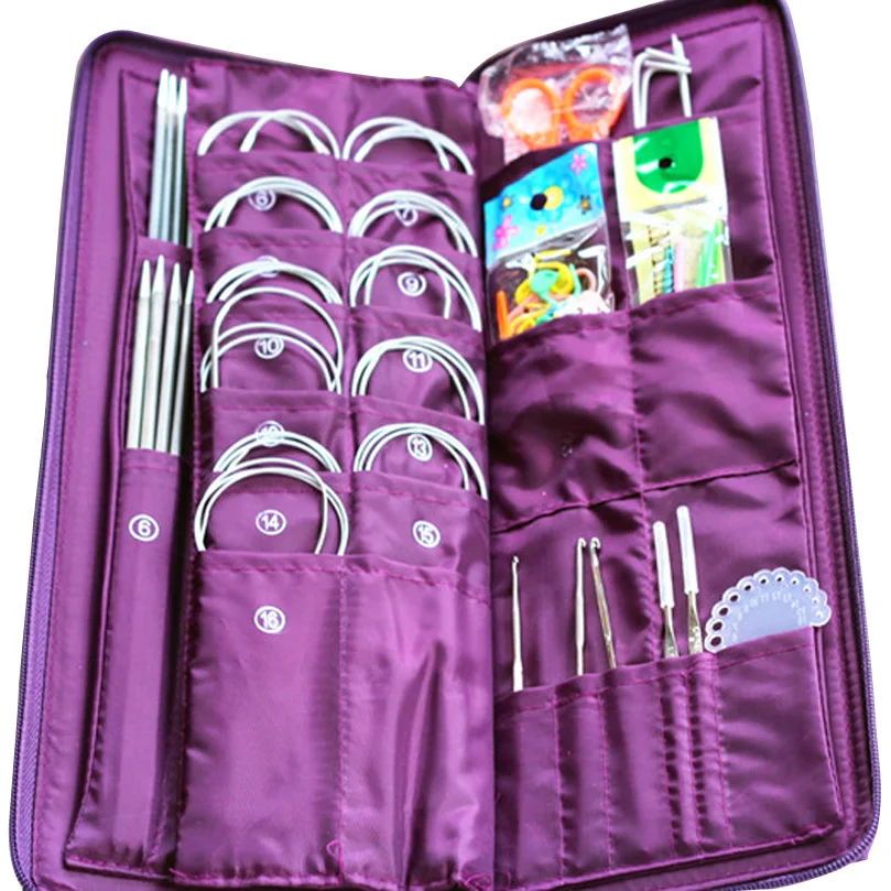 104 шт. Нержавеющая сталь Вязание иглы Наборы инструментов вязальные крючки