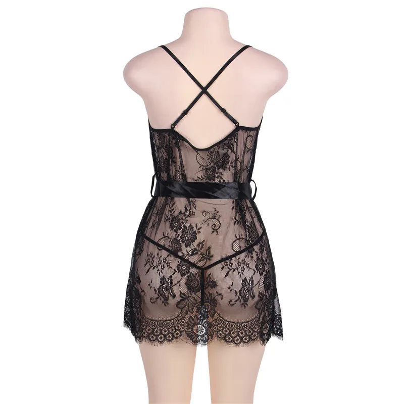 RS80455 Camisola сексуальное нижнее белье Прозрачная кружевная ночная рубашка M L