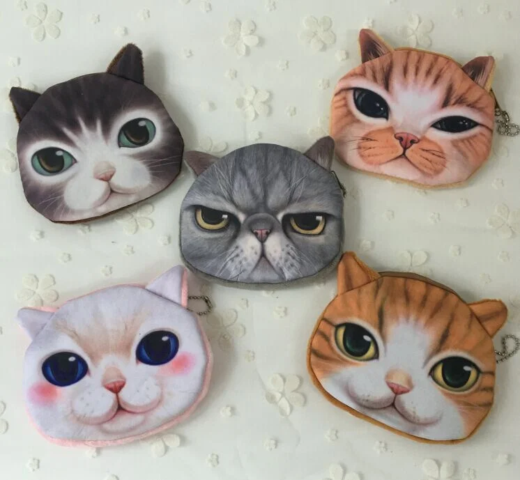 Новые Популярные 7 животных, котенок кошка и собаки плюшевый Кошелек для монет, подарок 10 см сумка для монет кошелек, Карманный Чехол-кошелек для мелочи, сумка для ключей