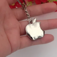 novelty metal apple keychain for women men silver color friut apple key chain on bag car trinket jewelry party gift