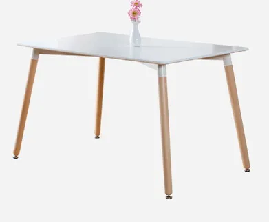 160X80CM WHITE Обеденный стол из МДФ с деревянными ножками в современном стиле, деревянный стол для кафе, классический обеденный стол в современном стиле, деревянный стол в стиле лофт - Цвет: 160X80CM WHITE