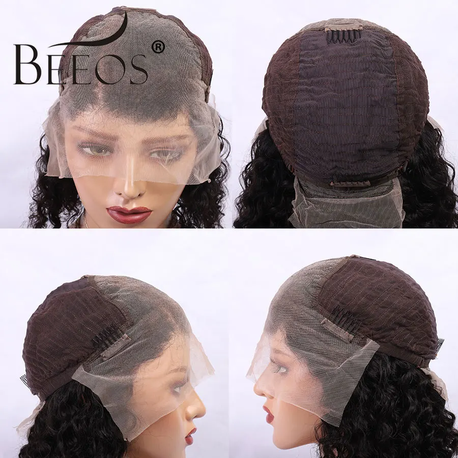 Beeos Colored Blue 150% 13*6 Lace Front Human Hair Wigs Pre Plucked Hairline Brazilian Transparent Lace Wig with Baby Hair Remy