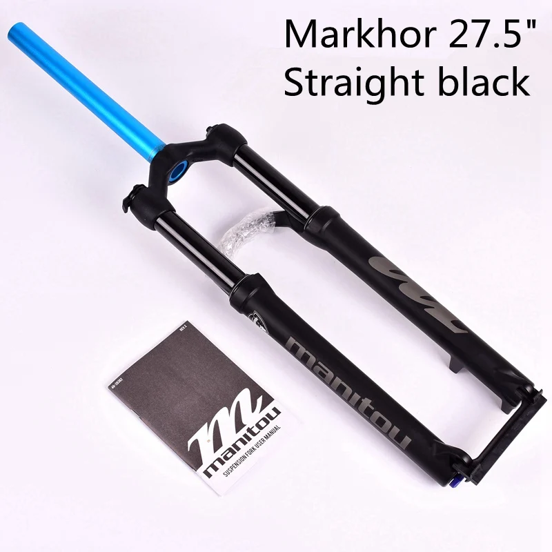 27.5 Straight black Велосипедная вилка Manitou MARKHOR Велосипедная вилка 26 27,5 дюймов 29er горная вилка для горного велосипеда масло для подвески и газовая вилка Дистанционный Замок 1635 г - Цвет: 27.5 Straight black