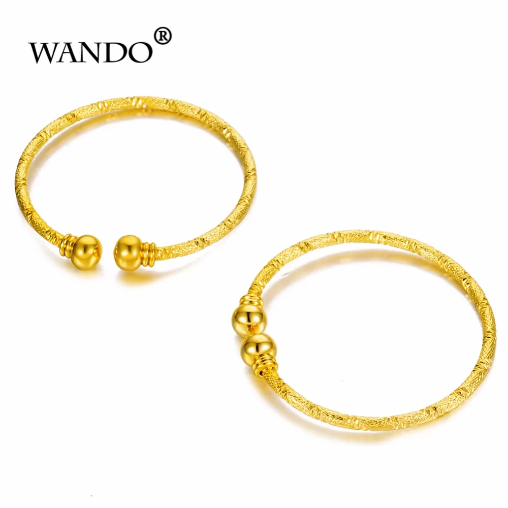 WANDO Small Gold Color Bracelet&ampBangles for Baby/Girls/Boy Charm Beads Bracelet Bell/Heart Jewelry Child Party Gifts b59 | Украшения и