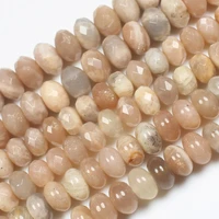 natural smoothfaceted rondelle sunstone 5x86x10mm round beads 15inch for diy jewelry making