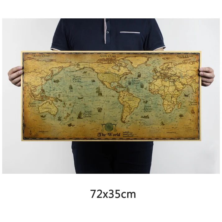 Карта мира винтажные плакаты настенный плакат ретро крафты бумага бар кафе