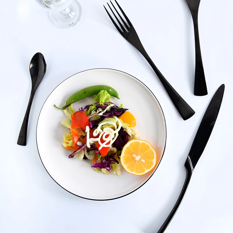 Набор столовых приборов черного цвета из нержавеющей стали 4 шт./лот 18/8|luxury cutlery