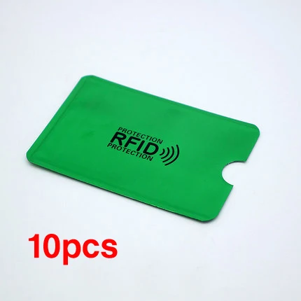 green (10pcs) Хорошее качество Анти Rfid Блокировка ридер замок банк держатель для карт Защита Id банковский Чехол для карт NFC алюминиевый кредитный держатель для карт s - Цвет: green (10pcs)