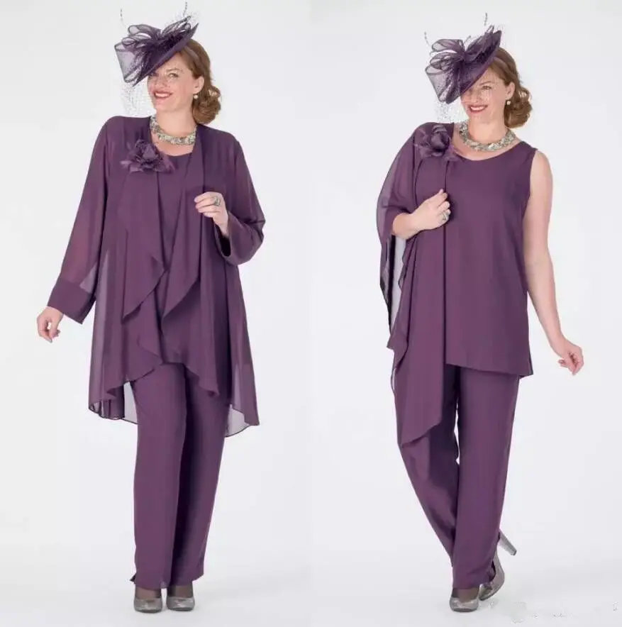 3 предмета Лавандовые платья для матери невесты брюки костюмы Бесплатные