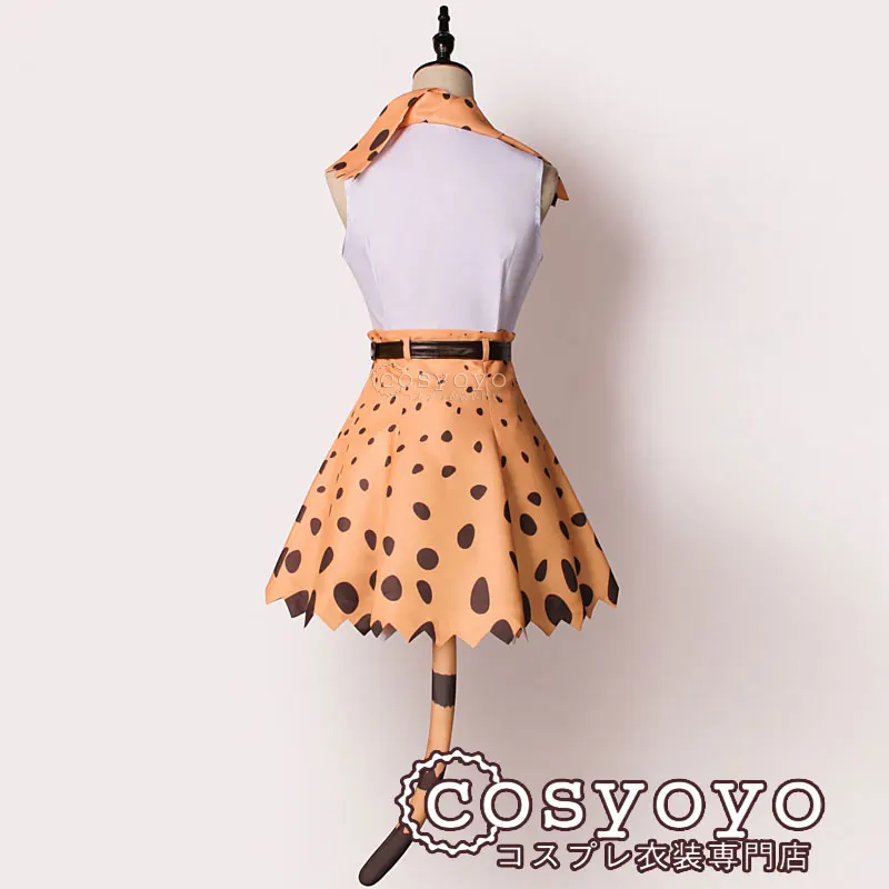Бесплатная доставка костюм для косплея KEMONO FRIENDS Leptailurus serval Униформа топ + юбка уши