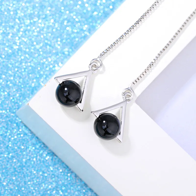 Женские серьги-кисточки из серебра 925 пробы с натуральным агатом | Украшения и