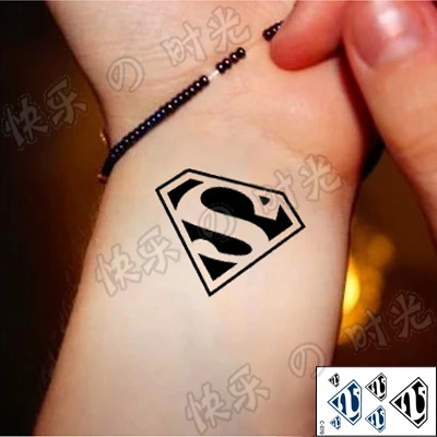 9.9 waterproof tattoo affixed to the male and female Superman logo LOGO  double color ear after the finger stick C070 | Красота и здоровье |  АлиЭкспресс