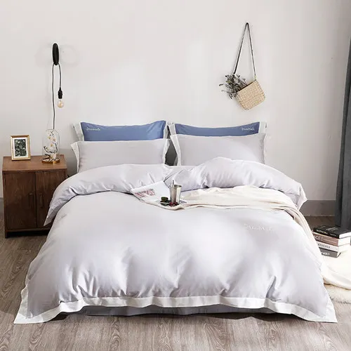 3 Домашние комплекты постельного белья из хлопка tencel, белый, синий, розовый, королева/король размер, пододеяльник, простыня, наволочка постельное белье, постельное белье - Color: 3