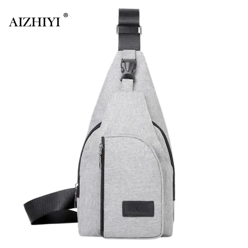 Серый Мужская сумка-слинг AIZHIYI, нагрудная сумка-мессенджер, нейлоновая USB сумка для наушников, большая емкость, сумки на плечо, мужская сумка через плечо, вертикальная квадратная сумка - Цвет: Серый