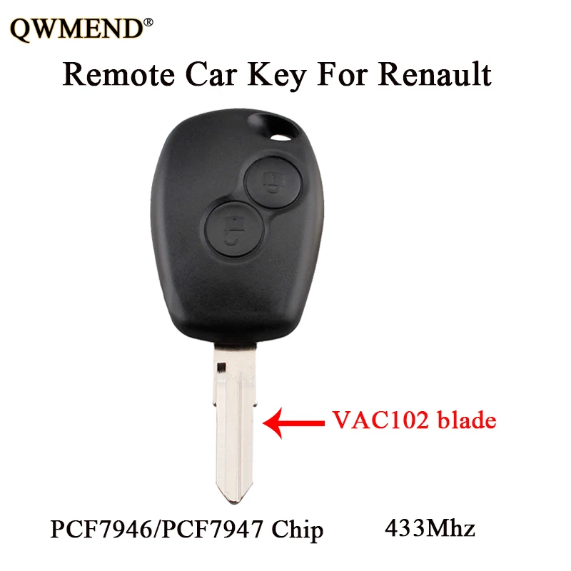 QWMEND 2BTN дистанционный брелок для Renault автомобильный ключ 433 МГц Megane Modus Clio Kangoo Logan