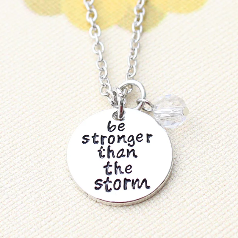 Быть сильнее буря вдохновение ожерелье с подарок на Рождество кристаллами