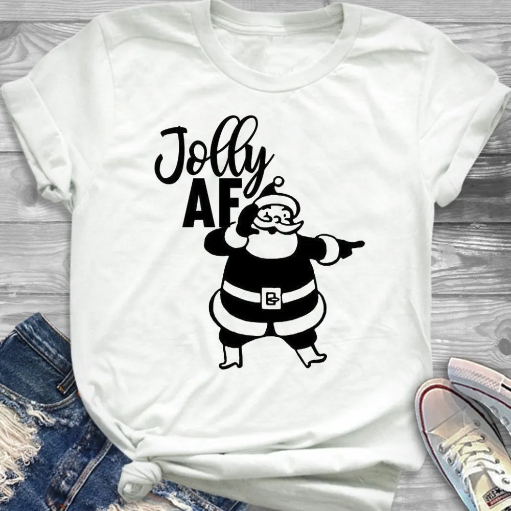 

Jolly AF Christmas t-shirt festival new year graphic celebrate party style unisex gift cotton shirt aesthetic cute casual tees