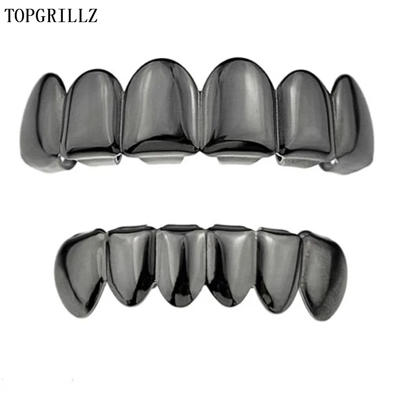 Фото TOPGRILLZ Глянцевые золотые посеребренные зубы в стиле хип-хоп Grillz 6 верхних и 6 нижних грилей с силиконовыми блестящими наборами зубов вампира №5