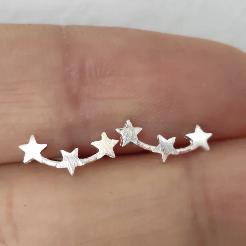 925 стерлингового серебра Звезда уха гусеничные серьги для женщин альпинистов