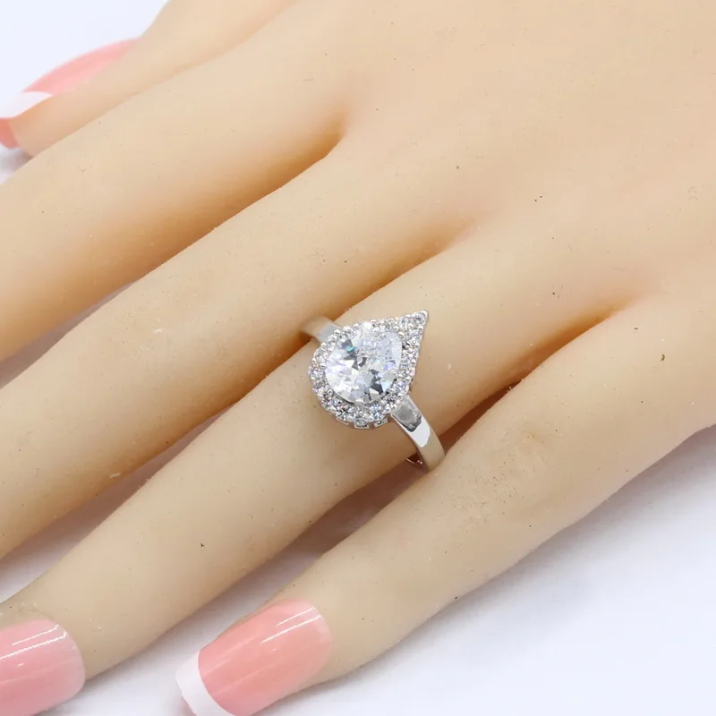 White Cubic Zircnoia 925 Sterling Silver Bridal Jewelry Sets For Women Bracelet Earrings Necklace Pendant Rings Gift Box
