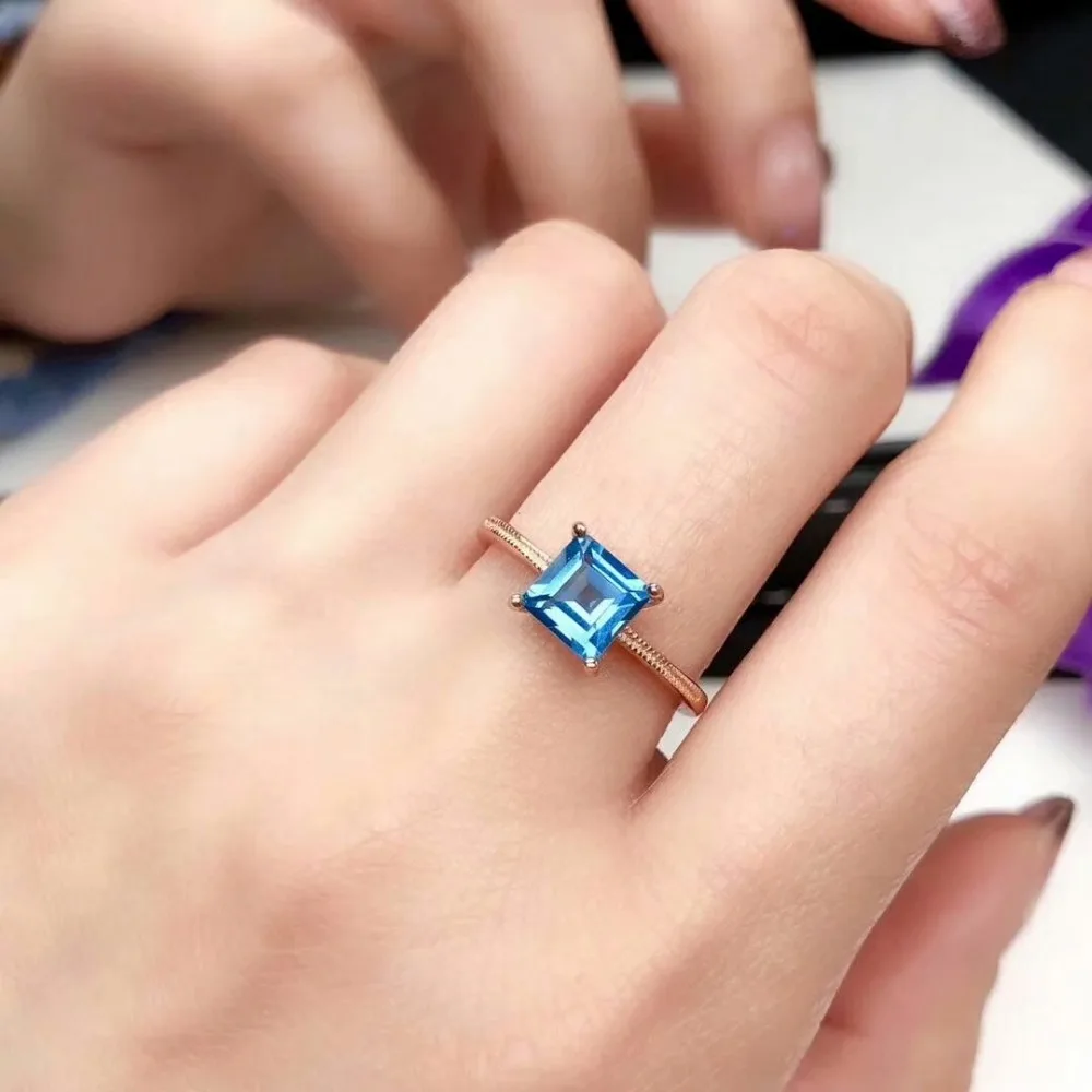 shilovem 925 silver sterling rings natural topaz cute fine Jewelry women wedding new wholesale open gift yhj060688agb