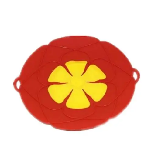Cooking 3D Flower Silicone Lid Spill Stopper Anti-overflow splash Silicone Cover For Pot Pan Eco-Friendly Kitchen Tools 10" - Цвет: Красный