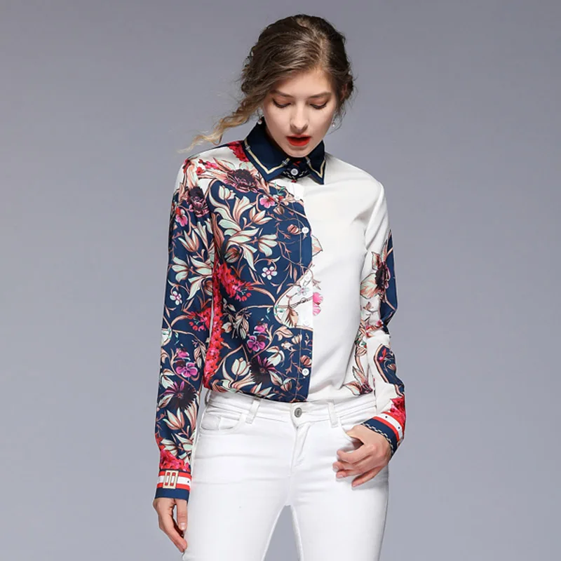 Женские винтажные блузки летние топы и с контрастным принтом Blusas Mujer de Moda 2019 |