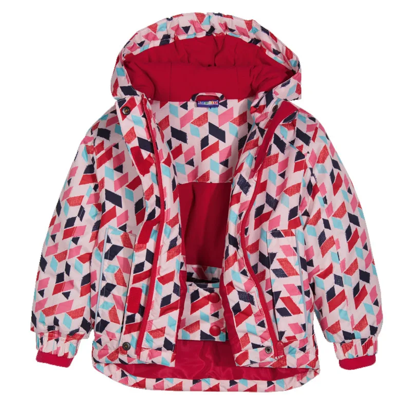 Autumn and winter new outdoor windproof waterproof warm boys and girls cotton padded hiking ski jacket ski suit cotton coat - Цвет: one