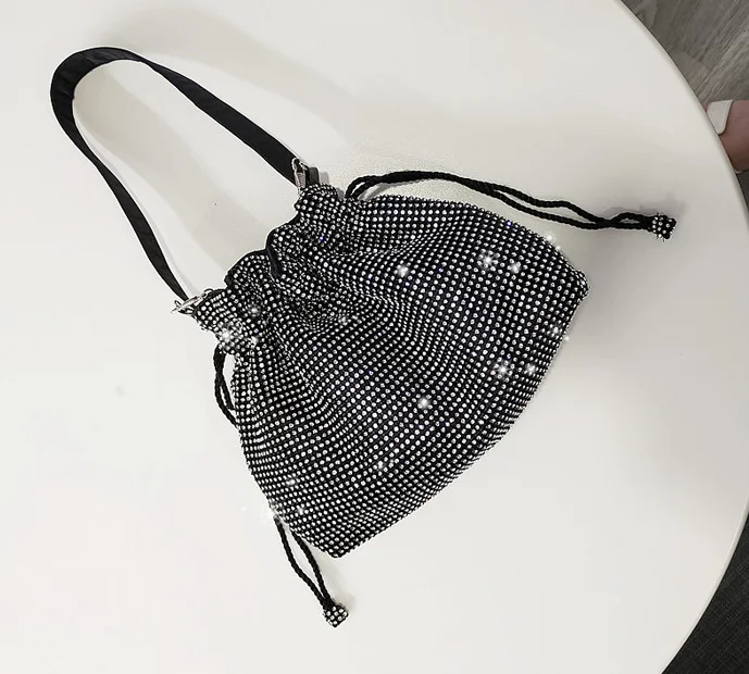 Роскошные сумочки с кристаллами дизайнер DrawString горный хрусталь ведро мигает сумки на плечо сияющий полный алмазов вечеринка