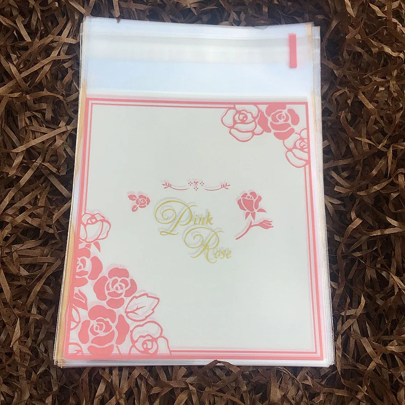 100 шт пластиковые opp розовое красное Печенье Хлеб подарок самоклеющиеся