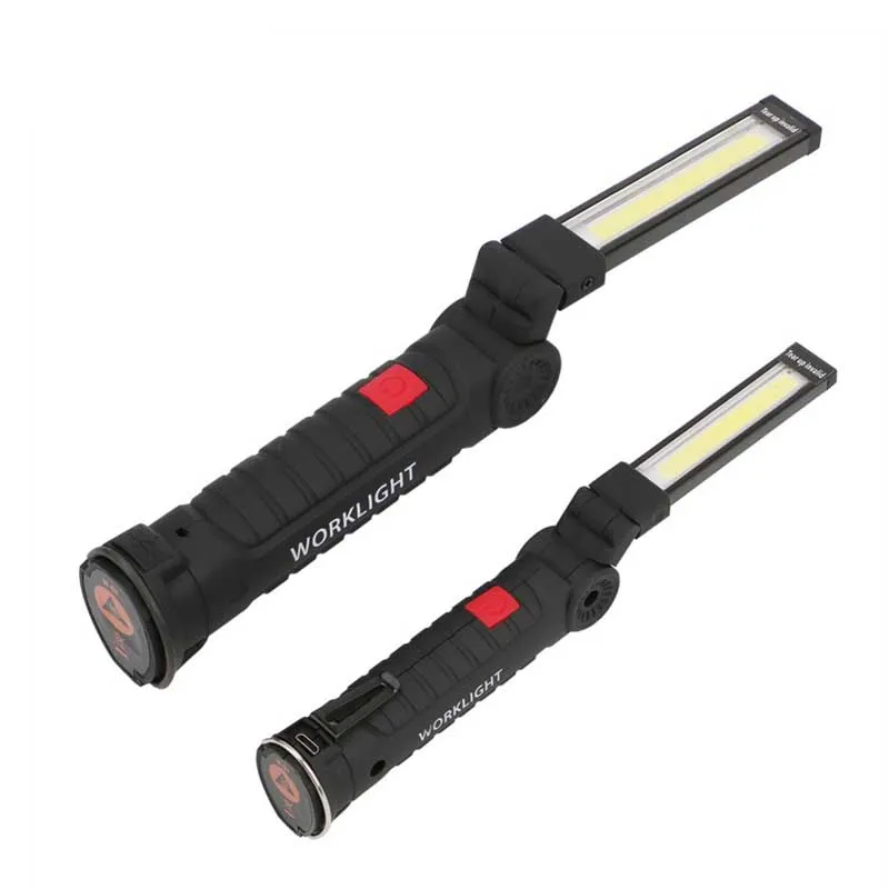 Портативный 5 режимов COB фонарик USB Перезаряжаемый светодиодный рабочий свет