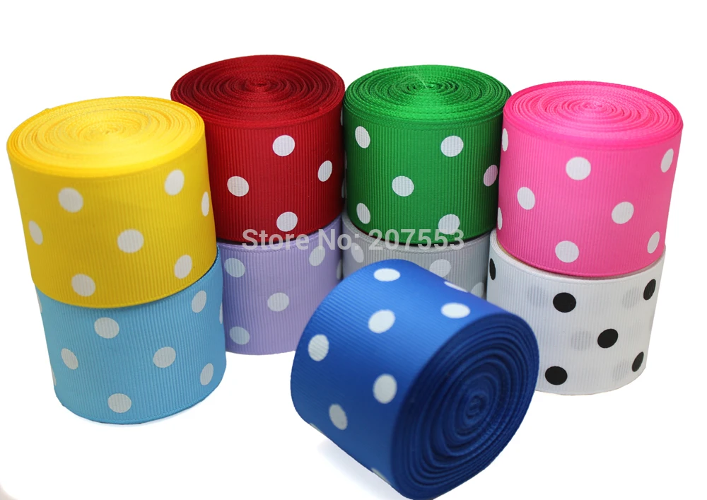 9yards1-1/2 &quot(дюйм) 38 мм в горошек Grosgrain ленты для волос банты 9 цветов смешанные | Дом и