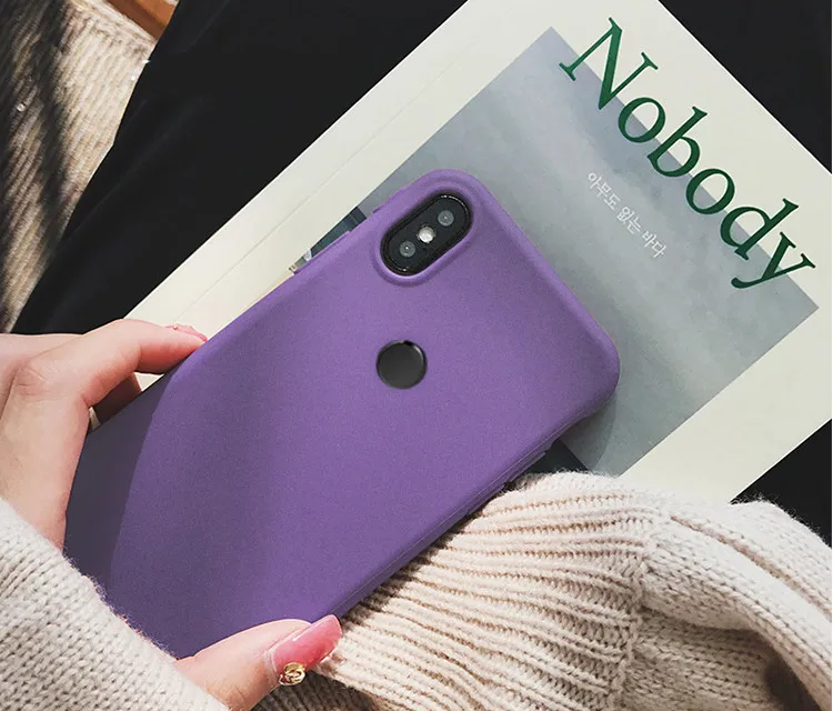 Purple Простой Тонкий матовый песчаник ТПУ мягкий чехол для Xiaomi mi 8 9 se 6 8lite a1 a2 note 2 max2 mi x3 2s play f1 CC9 Тонкий чехол для телефона - Цвет: Purple