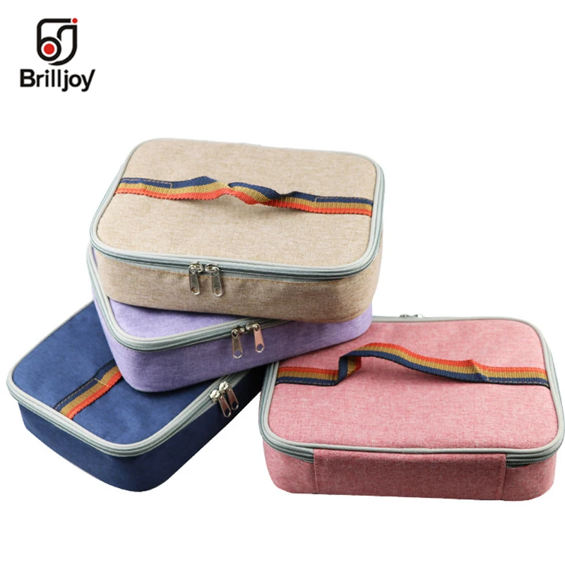 

Brilljoy ice cooler box thermal bag hand bag kids lunch bag aluminum foil insulated thermal insulin cooler bag lunch box ice pac