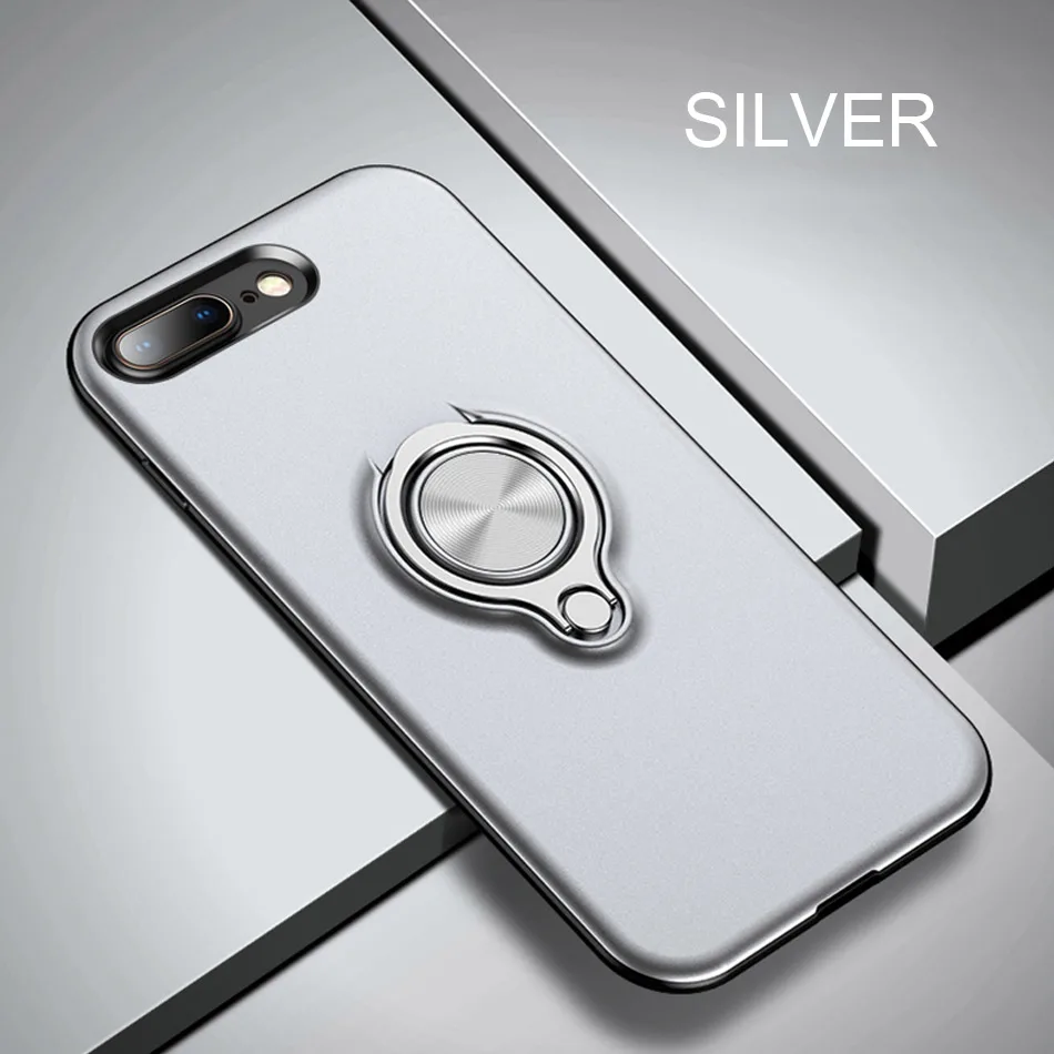 Silver Роскошные противоударное кольцо держатель Case для айфон IPhone XR XS Max X 6 6s 7 8 чехол для телефона чехол для IPhone 6 6s 7 8 плюс Броня чехол - Цвет: Silver