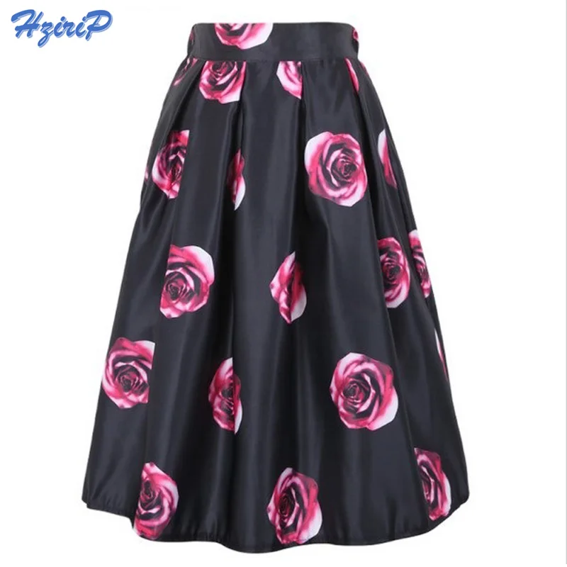Hzirip осень Винтаж принт юбки пачки женские Новинка 2017 года Высокая Талия плиссе