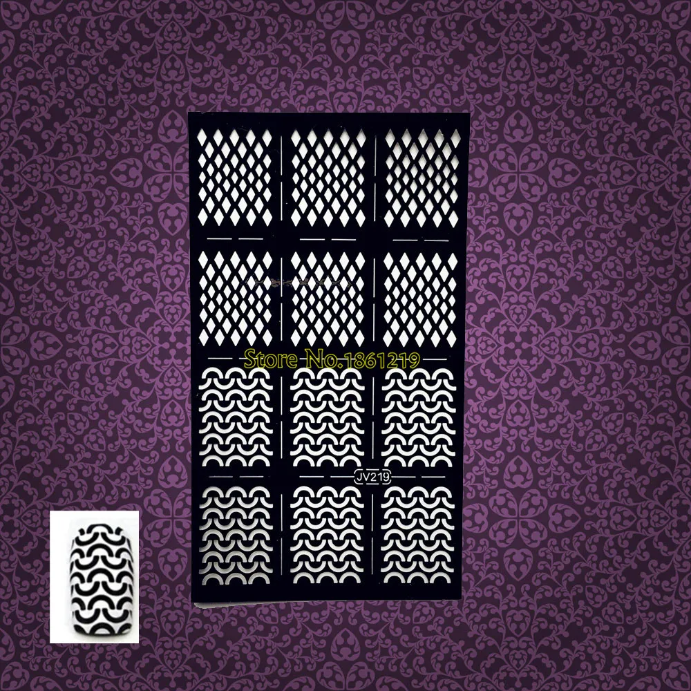 Наклейка для дизайна ногтей Charm Flower Black Holo Out шаблон трафарета GBNF314 виниловая