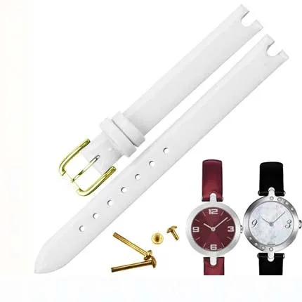 ISUNZUN женский ремешок из натуральной кожи 10 мм для часов TISSOT T003 высокое качество специально для часов TISSOT T003.209 модный ремешок - Цвет ремешка: White Gold Buckle