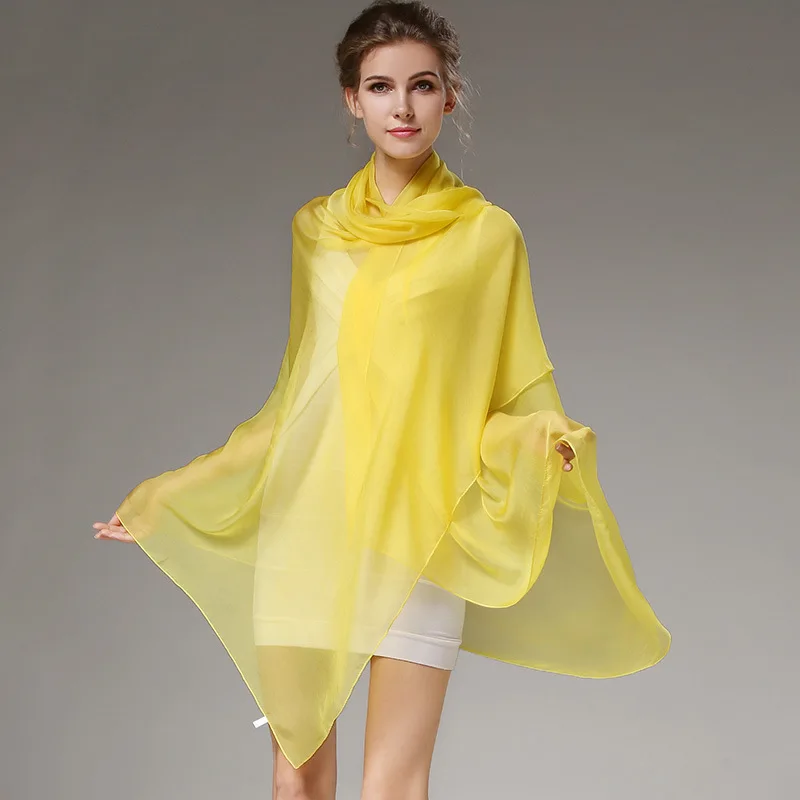 Дамы 100% Мода Натурального Шелка Шарф Платок Леди Чистый Шелковый Тонкий