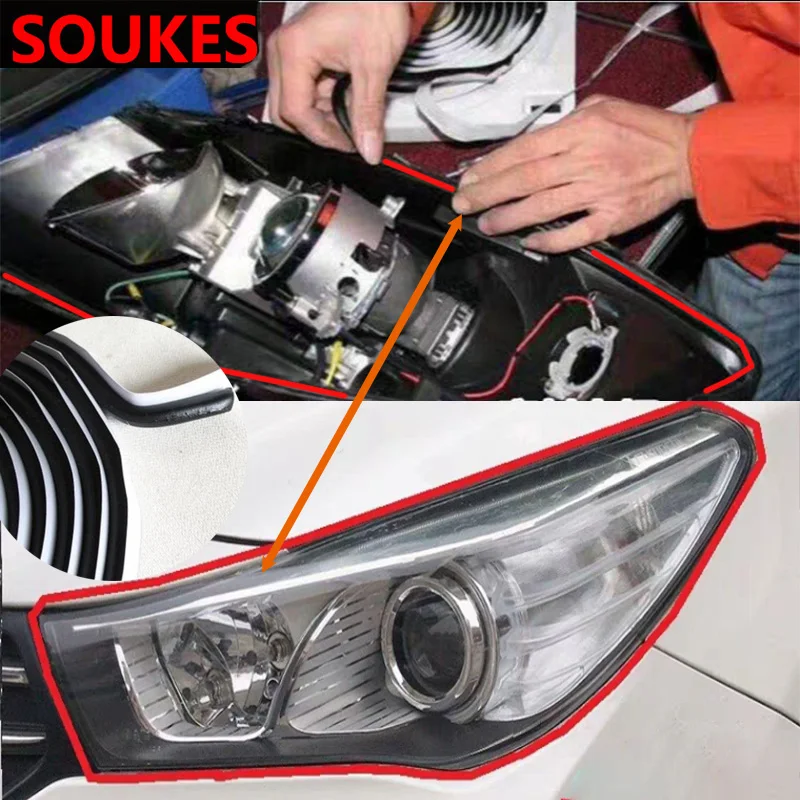 

4m Car Headlight Sealant Reseal Hid Headlamps Strip For Skoda Octavia A5 A7 Kodiaq Superb 2 Rapid Fabia 1 Porsche 911 Cayenne