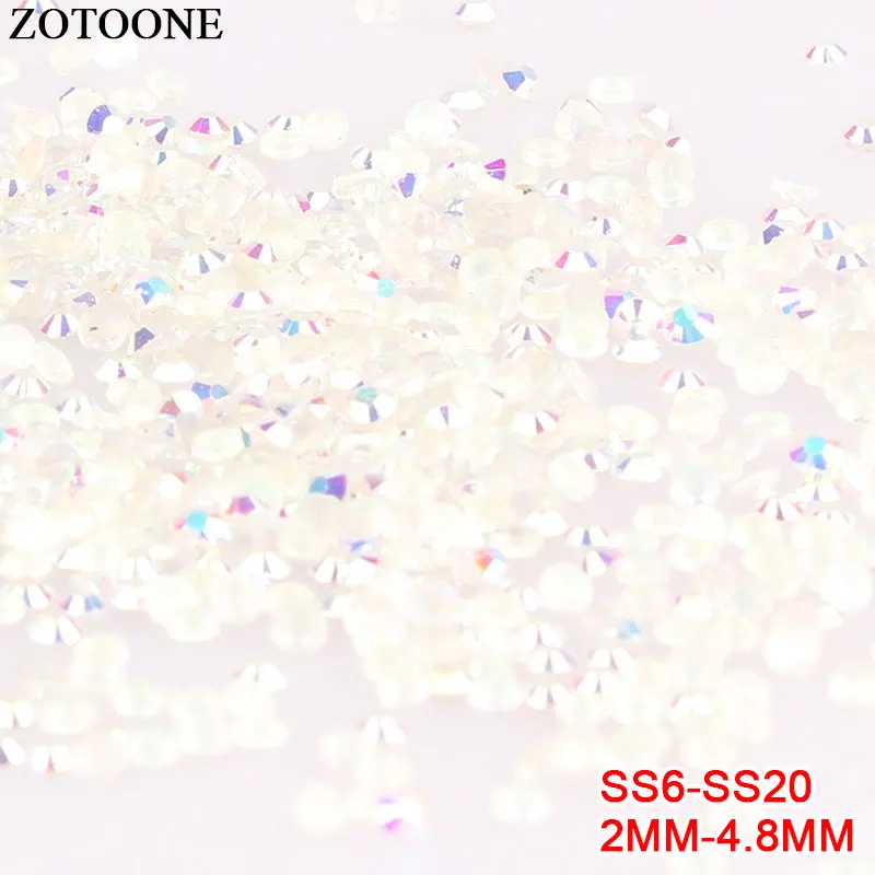 ZOTOONE стекло кристалл AB белые наклейки со стразами для украшения ногтей DIY 1440 шт