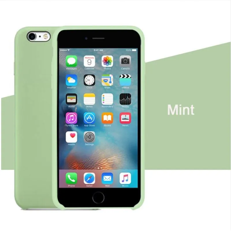 Mint Green Чехол для iPhone Xs MAX XR X чехол s для Apple iPhone 7 8 6 s Plus 5S SE официальный стиль силиконовый чехол с логотипом - Цвет: Mint Green