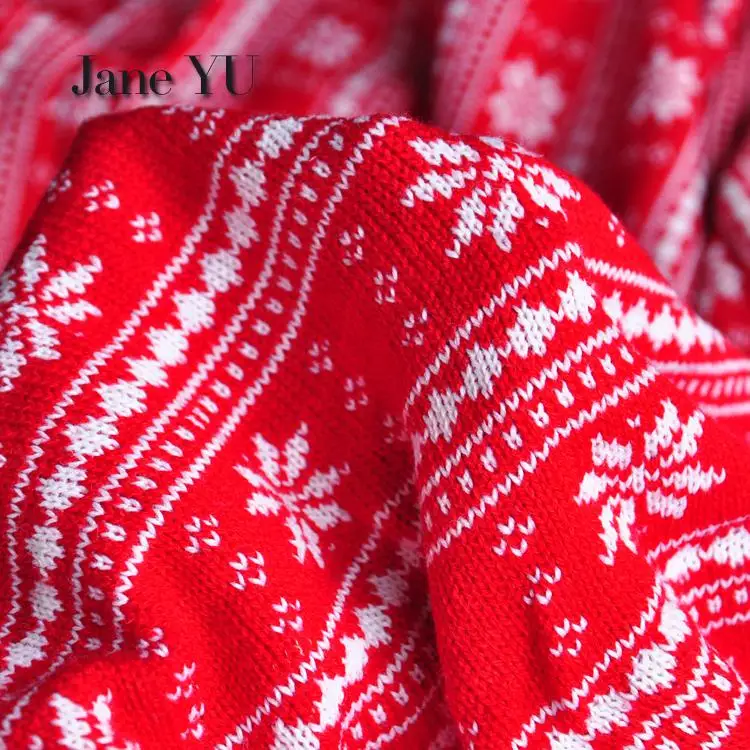 

JaneYU Snowflake Knitted Sweater Woolen Cloth Autumn and winter blouse Bottom Shirt Skirted Apparel Fabric 50x160cm